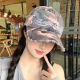 ピンク | 迷彩柄刺しゅうロゴダメージキャップ | SHEENA