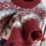 幾何学ジャガードニットプルオーバー セーター クリスマス | Achic | 詳細画像21