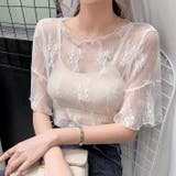 【夏新作】レースインナー 半袖 花柄トップス | Achic | 詳細画像2