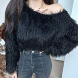 ブラック | ふわふわ 暖かい ニットトップス 長袖 | Achic