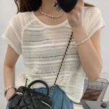 透かし編み半袖ニット Tシャツ | Achic | 詳細画像2