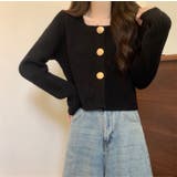 ブラック | 長袖ニットカーディガン | Achic