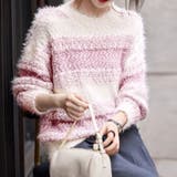 ピンク | ボーダー クロップド丈 シャギーニット | Achic