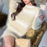 グリーン | ボーダー クロップド丈 シャギーニット | Achic