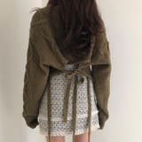 ダークカーキ | バック不規則 V ネックルーズニットセーター | Achic