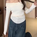 アイボリー | ツイストオフショルスリムニット | Achic