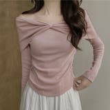 ピンク | ツイストオフショルスリムニット | Achic