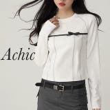 リボン白美学スリムクロップトップス | Achic | 詳細画像1