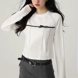 リボン白美学スリムクロップトップス | Achic | 詳細画像7