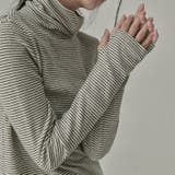 ストライプ柄 タートルネックカットソー | Achic | 詳細画像2