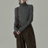 ストライプ柄 タートルネックカットソー | Achic | 詳細画像4