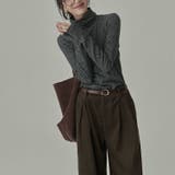 ストライプ柄 タートルネックカットソー | Achic | 詳細画像5