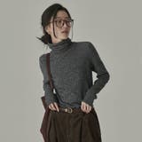 ストライプ柄 タートルネックカットソー | Achic | 詳細画像9