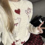 オフホワイト | キャット＆ハート ニット | Achic
