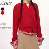 チェック柄裾ニットカーディガン | Achic | 詳細画像1 