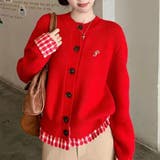 チェック柄裾ニットカーディガン | Achic | 詳細画像2 