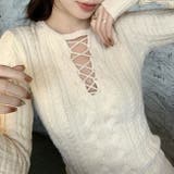 レースアップケーブルニットプルオーバー | Achic | 詳細画像8 