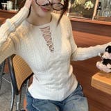 レースアップケーブルニットプルオーバー | Achic | 詳細画像9 