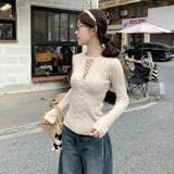 レースアップケーブルニットプルオーバー | Achic | 詳細画像13 