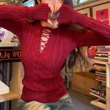 レースアップケーブルニットプルオーバー | Achic | 詳細画像14 