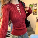 レースアップケーブルニットプルオーバー | Achic | 詳細画像16 