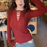 レースアップケーブルニットプルオーバー | Achic | 詳細画像18 