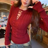 レースアップケーブルニットプルオーバー | Achic | 詳細画像19 