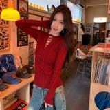 レースアップケーブルニットプルオーバー | Achic | 詳細画像20 