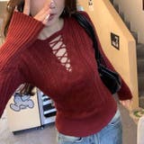 レースアップケーブルニットプルオーバー | Achic | 詳細画像25 