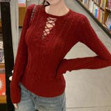 レースアップケーブルニットプルオーバー | Achic | 詳細画像26 