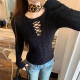 レースアップケーブルニットプルオーバー | Achic | 詳細画像36 