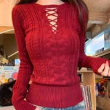 レースアップケーブルニットプルオーバー | Achic | 詳細画像2 