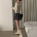 リボンワンオフショルボーダーニット | Achic | 詳細画像16