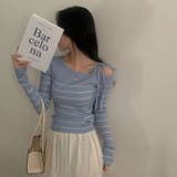 リボンワンオフショルボーダーニット | Achic | 詳細画像19