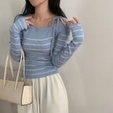 リボンワンオフショルボーダーニット | Achic | 詳細画像2