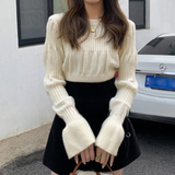 アイボリー | ベルスリーブクロップド丈ニットプルオーバー | Achic