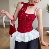 レイヤードフリルの赤いドットのタンクトップ | Achic | 詳細画像13