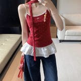 レイヤードフリルの赤いドットのタンクトップ | Achic | 詳細画像16