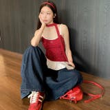 レイヤードフリルの赤いドットのタンクトップ | Achic | 詳細画像18