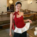 レイヤードフリルの赤いドットのタンクトップ | Achic | 詳細画像5