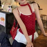 レイヤードフリルの赤いドットのタンクトップ | Achic | 詳細画像9