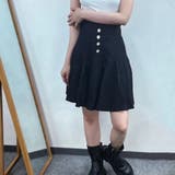 フロントファスナーデニムスカート ウエストゴム ボトムス | Achic | 詳細画像3