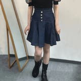 フロントファスナーデニムスカート ウエストゴム ボトムス | Achic | 詳細画像5