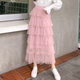 ピンク | チュールAライン ロング丈スカート | Achic