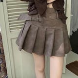 ブラウン | ヴィンテージ Puレザープリーツスカート | Achic