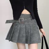 グレー | ヴィンテージ Puレザープリーツスカート | Achic