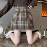 ブラウン | チェック柄キュロットミニスカート | Achic