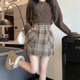 チェック柄キュロットミニスカート | Achic | 詳細画像5 
