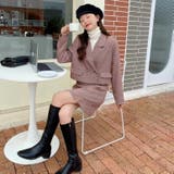 チェック柄ショート丈ジャケット+ミニスカート セット  おしゃれ スーツ 上品 | Achic | 詳細画像4 