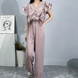 ピングベージュ | ロンパース ワイドロンパース フリルスリーブ | Achic